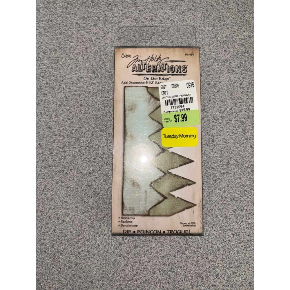 Tim Holtz Sizzix Alterations On Edge Pennants Die 657181 Retired